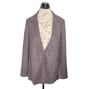 Sanctuary Daily Oxford Blazer Jacket  Medium Single Button Plaid Preppy Workday thumbnail 2