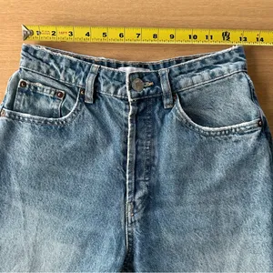 ZARA Size 4 High Rise Ripped Straight Denim Blue Jeans Distressed 100% Cotton thumbnail 11