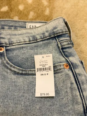 GAP Vintage Slim High Rise Jeans 26 2P Light Wash Split Hem NWT thumbnail 6