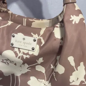 Chic Kate Spade Neutral Floral Nylon Leather Hobo Bag Shoulder Purse Trendy thumbnail 16