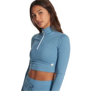 Vuori Lux Rib Half Zip Long Sleeve Cropped Top thumbnail 7