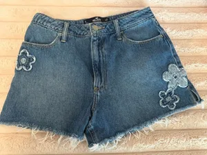 Hollister Medium Blue Denim Frayed Hem Cutoff Shorts‎ thumbnail 1