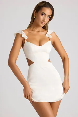 Oh‎ Polly Ivory Satin Cut-Out Mini Dress (NWT) thumbnail 1