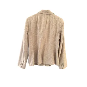 LL Bean‎ Vintage Wool Silk Blend Tweed Blazer Tan 3-Button Jacket Med Reg thumbnail 2