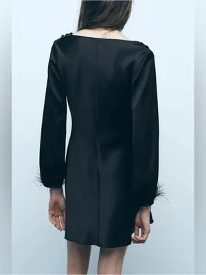 Zara Satin Effect Feather Detail Dress thumbnail 4
