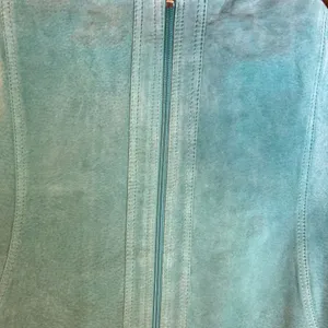 Vtg Yvonne Le Marie Teal Suede Genuine Leather Jacket Size 8 Zip up Lined thumbnail 10