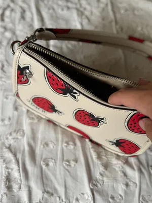 Coach Cream Leather Crossbody with Red Strawberry Print thumbnail 5
