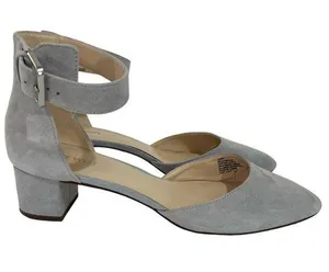 Nine West Dusty Blue Gray Suede Leather Block Heels Size 10 thumbnail 1