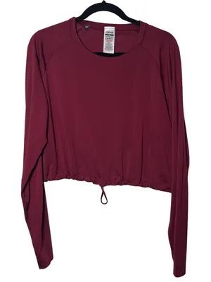 Gymshark Burgundy Red Sweat Seamless Long Sleeve Crop Top XLL Plum Pink Workout thumbnail 1