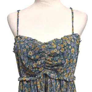 Floral Mesh Babydoll Mini Dress Womens L Stretch Boho Cottage Fairy Festival Y2K thumbnail 2