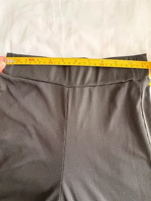 Black Ribbed Wide Leg Stretch Pants XS thumbnail 6