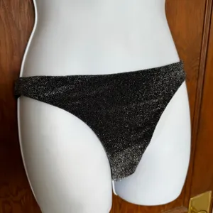 NWT Aerie Sparkle Straight Scoop‎ Bikini Top Cheekiest Bottoms Small Black thumbnail 3