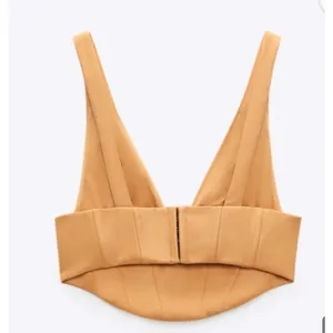 Zara Tan Faux Leather Corset Bustier Crop Top Going Out Size‎ Medium thumbnail 2