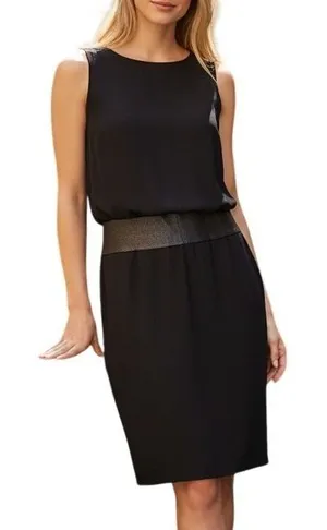 Lauren Ralph Lauren Sheath Dress‎ Size 4 Black Faux Leather Trim Sleeveless Mini thumbnail 1