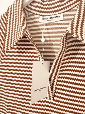 NWT AMANDA UPRICHARD POLLYANNE DRESS BROWN CREAM Mini Striped Size Small S thumbnail 4