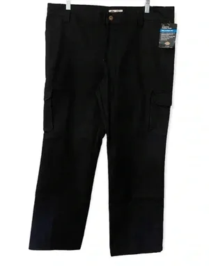 NWT Dickies Women's Stretch Cargo Pants Black Relaxed Fit Straight Leg Sz 16R thumbnail 4