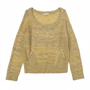 Free People Yellow Gray Wool Blend Knit Pullover Sweater, M thumbnail 7