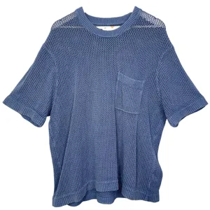 Abercrombie & Fitch Blue Open Knit Oversized Short Sleeve Sweater Top Sz XXL 2XL thumbnail 2