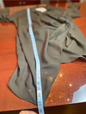 Zara Dark Green Wool Blend Draped Asymmetrical Avant Garde Long Wrap Blouse L thumbnail 9