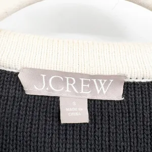 J.Crew Womens Emilie Black Ivory Tipping Preppy Knit Sweater Lady Jacket S BX470 thumbnail 3