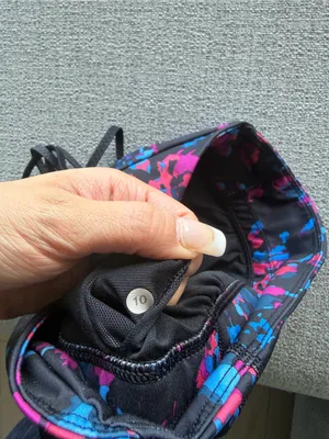 lululemon athletica‎ Black Sports Bra with Pink & Blue Floral Print thumbnail 3