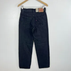 Levis 94‎ Baggy Jeans Womens 25x31 Mid Rise Straight Leg Black Wash Effortless thumbnail 3