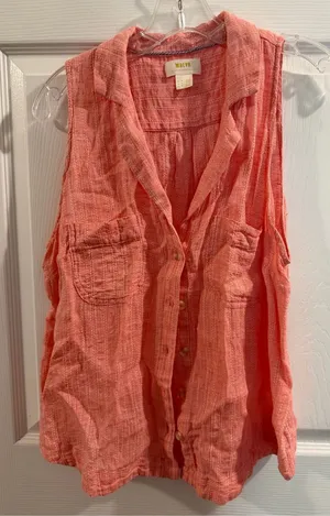 Maeve by Anthropologie Sleeveless Button Down Shirt thumbnail 1
