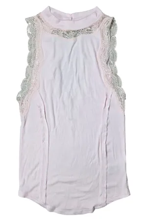 Free People Dale‎ Tank Top Ballet Ribbed Lace Open Back Pink OB980491 M thumbnail 1