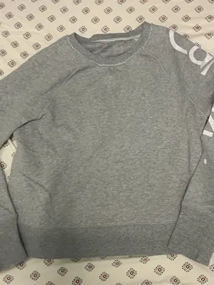 Women's Calvin Klein Grey Pullover Hoodie Medium Long Sleeve Logo Sweater thumbnail 1
