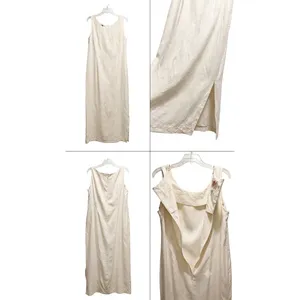 Hilo Hattie Hawaii‎ Silk Jacquard Pineapple Maxi Dress Cream Ivory Sleeveless 18 thumbnail 11