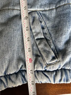 Sweet Habit Light Wash Denim Puffer Jacket, Size S thumbnail 10