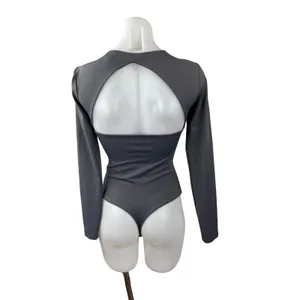 Express Body Contour Gray Long Sleeve Backless T Shirt Bodysuit Top Size XS thumbnail 4