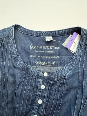 Coldwater Creek Sleeveless Navy Denim A-Line Dress thumbnail 6