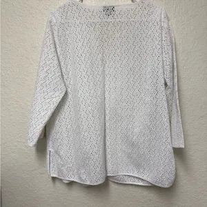 TALBOTS Woman White Eyelet Blouse thumbnail 4