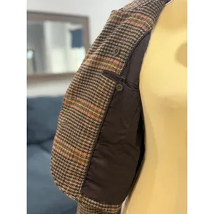 Hollister Brown Houndstooth Plaid Wool Blend Military Blazer Y2K Preppy academia thumbnail 11