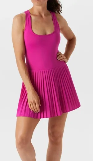 Fabletics Hot Shot Pleated Dress Women Size M Hot Pink Tennis Athletic Skort thumbnail 1