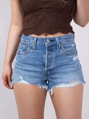NWT Levi’s 501 High Rise Shorts Blow Big Horns Distressed W 28 thumbnail 1