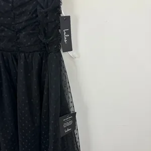 Lulus Forever Celebrated Black Swiss Dot Ruched Tulle Midi Dress Cocktail XS NWT thumbnail 6