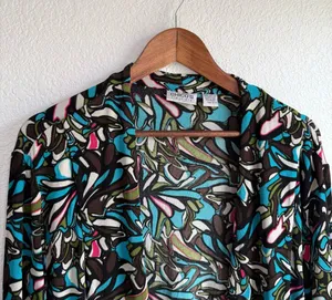 Chico’s Travelers Womens Cardigan Multicolor Floral Half Sleeve Size 3 XL 16 thumbnail 3