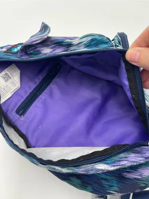 KAVU Mini Rope Sling Bag 5 Zipper Compartments Blue Purple 100% Cotton 9x16 In thumbnail 6