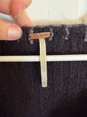 Free People Black Wool Cable Knit Button Cardigan Sweater Medium thumbnail 2