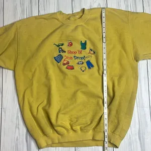 90s Vintage Embroidered Shop still You Drop Sweatshirt Yellow Large thumbnail 4
