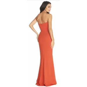 Dress the Population Fernanda Maxi Dress Strapless V Neck‎ Gown Poppy Orange L thumbnail 4
