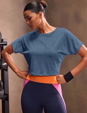 Backless Batwing Sleeve Sport Tee Blue thumbnail 1