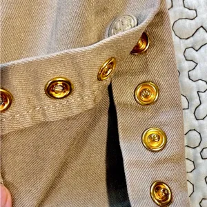 Tory Burch Emmy Beige Slim Ankle Pants Gold Snap Detail Stretch Sz 26💛 thumbnail 9