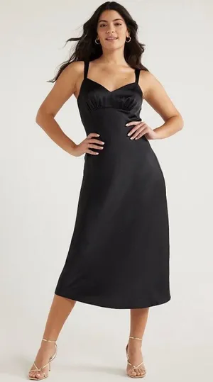 ✨Sofia Jeans Women’s Black Slip Sz Large Dress Midi✨ thumbnail 1