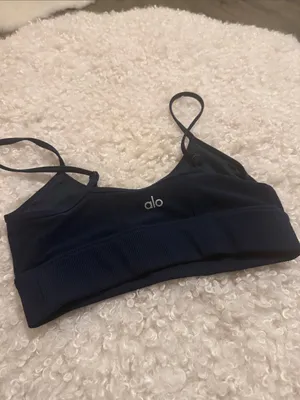 ALO Yoga Blue Ribbed Underband Strappy Sports Bra thumbnail 2