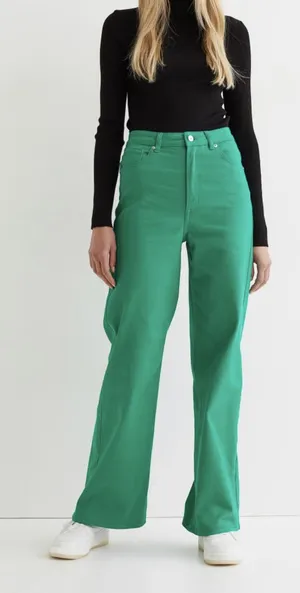 Divided Green High Waisted Wide Leg Pants thumbnail 1