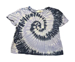 RD Style Size Small Woman Blue Tie Dye Short Sleeve Shirt Boxy Contemporary thumbnail 1