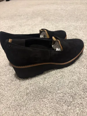 NWT Vionic Willa Wedge Black Suede Slip-On Loafers Comfort Shoes wedge heel 11 thumbnail 3
